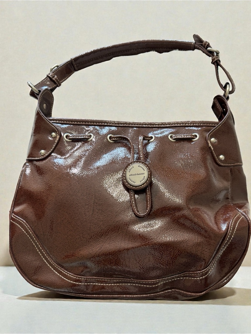 Alfred Dunner Brown Patent Hobo Shoulder Bag